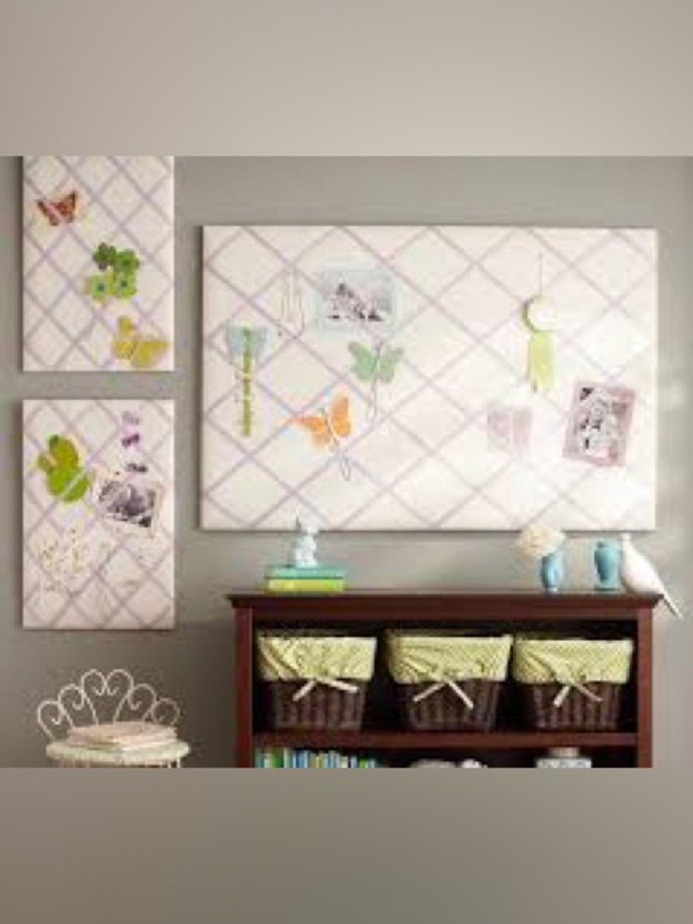 💜Pottery Barn canvas and ribbon pushpin  board